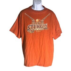 STURGIS BIKE WEEK 2008 Short Sleeve Cotton T-Shirt Gold Large